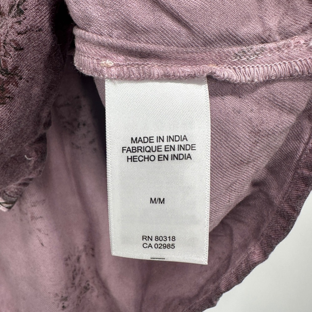 Lucky Brand Women M Mauve Floral Button Peplum Blouse Boho Cottagecore Top - Picture 7 of 11